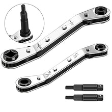 Load image into Gallery viewer, Hvac Service Wrench Refrigeration Service Wrench Set, 3/8 to 1/4, 5/16 x 1/4, Ratchet Wrench Refrigeration Tool Set Air Conditioner Valve with Hexagon Bit Adapter Kit for Equipment Repair
