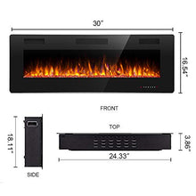 Load image into Gallery viewer, Antarctic Star Electric Fireplace in-Wall Recessed and Wall Mounted, 750/1500 Fireplace Heater and Linear Fireplace with Multicolor Flame， Control by Touch Panel &amp; Remote (Black) … (30‘’)
