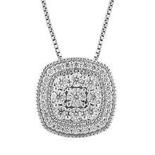 Load image into Gallery viewer, 1/2 Carat Diamond, 925 Sterling Silver Prong Set Round-Cut Diamond Cushion Halo Pendant Necklace (I-J, I2-I3) by La4ve Diamonds| Real Diamond Jewelry for Women| Gift box included
