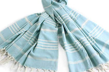 Load image into Gallery viewer, Cacala Turkish Hand Loomed Towels Peshtemal Highly Absorbent Quick and Easy Dry Soft and Comfortable for Shower, Spa, Pool, Gym and Yoga 100% Cotton Sultan Series, 37" x 70"
