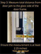 Load image into Gallery viewer, TOUGHBOLT Premium Sliding Glass Door Lock - Child Safety Lock with Double-DEADBOLT - Exterior Warning Sticker Included – See Tools Required to Install
