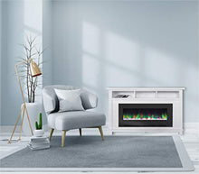 Load image into Gallery viewer, CAMBRIDGE San Jose 58 in. Freestanding Electric Heater TV Stand 50 in. Multi-Color Insert and LED Crystal Rock Display, CAM5735-1WHT Fireplace, White/Black

