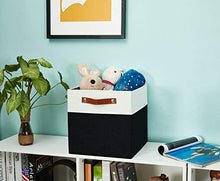 Load image into Gallery viewer, DECOMOMO Foldable Storage Bin [4-Pack] Collapsible Sturdy Cationic Fabric Storage Basket Cube W/Handles for Organizing Shelf Nursery (Black &amp; White, 12 x 12 x 12 x 12)

