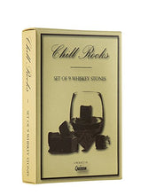 Load image into Gallery viewer, Set of 9 Grey Beverage Chilling Stones [Chill Rocks] Whiskey Stones for Whiskey and other Beverages - in Gift Box with Velvet Carrying Pouch - Made of 100% Pure Soapstone - by Quiseen
