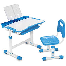Load image into Gallery viewer, FASFSAF 2020 Upgrade Kids Desk and Chair Set, Height Adjustable Kids Table and Chair Set, Home School Use Anti-Reflective Children Study Table with LED Light/Reading Board/Pull-Out Drawer,Blue
