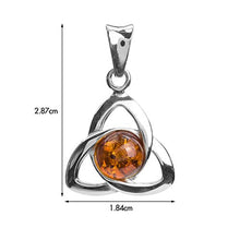 Load image into Gallery viewer, Amber Sterling Silver Round Celtic Pendant Necklace Chain 18"

