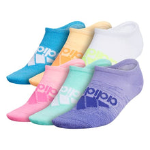 Load image into Gallery viewer, adidas Kids-Girl's Superlite Badge of Sport No Show Socks (6-Pair) , Light Purple/Acid Mint Green/Hyper Pop, Medium
