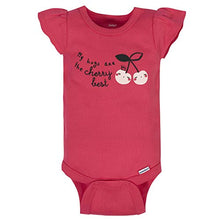 Load image into Gallery viewer, Gerber Baby Girls 4-Pack Short Sleeve Onesies Bodysuits, Pink Cherry, 6-9 Months
