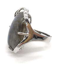 Load image into Gallery viewer, Natural Stone Adjustable Finger Rings Semi Precious Oval Shaped Gemstone Jewelry For Women Anniversary Birthday Wedding Gift (AA Quality Labrodarite)
