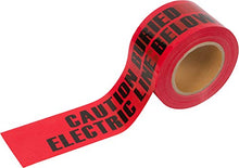 Load image into Gallery viewer, Morris Products Underground Electrical Caution Tape – 3-inch Width – Detectable from 12-18 Inch Depths – Yellow, Black – Printed With Caution Buried Electrical Line Below – 300 ft. Length, Red
