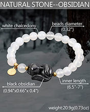 Load image into Gallery viewer, Lightock Black Obsidian Chalcedony Bracelet for Women Gifts Friendship Energy Healing Crystals
