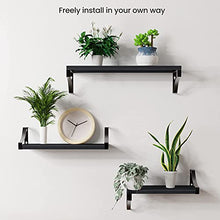 Load image into Gallery viewer, AMADA HOMEFURNISHING Floating Shelves Wall Mounted Set of 3, Rustic Wood Wall Shelves for Bedroom/Bathroom/Living Room/Kitchen/Laundry Room, Storage &amp; Decoration, Black
