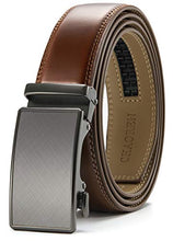 Load image into Gallery viewer, Chaoren Leather Ratchet Dress Belt 1 3/8 with Formal Slide Buckle, Adjustable Trim to Fit in Gift Box
