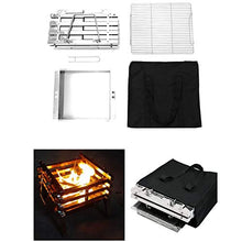 Load image into Gallery viewer, LUOYE Folding Campfire Grill, Portable Foldable Lightweight Stainless Steel Backpacking Stove Backyard Wood Burning Camping Fireplace for Bonfires Or Cooking
