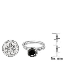 Load image into Gallery viewer, Dazzlingrock Collection 2.00 Carat (ctw) 14K Round Cut Black &amp; White Diamond Engagement Ring Set 2 CT, White Gold, Size 7
