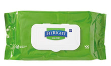 Load image into Gallery viewer, Medline FitRight Aloe Personal Cleansing Cloth Wipes, Unscented, 8 x 12 inch Adult Large Incontinence Wipes, 100 count, pack of 6 - White
