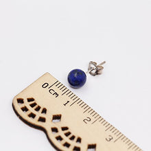 Load image into Gallery viewer, Luna Azure Natural Lapis Lazuli and 925 sterling silver handmade unique round Spherical Ball Stud Earrings push back women girls mothers present jewelry
