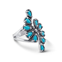 Load image into Gallery viewer, American West Sterling Sleeping Beauty Turquoise Gemstone Cluster Ring Size 5

