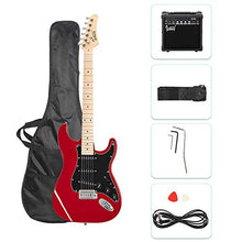 Load image into Gallery viewer, GLARRY 39" Full Size Electric Guitar for Music Lover Beginner with 20W Amp and Accessories Pack Guitar Bag (Red)…
