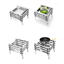 Load image into Gallery viewer, LUOYE Folding Campfire Grill, Portable Foldable Lightweight Stainless Steel Backpacking Stove Backyard Wood Burning Camping Fireplace for Bonfires Or Cooking
