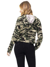 Load image into Gallery viewer, MakeMeChic Women's Long Sleeve Casual Printed Sweatshirt Crop Top Hoodies Camo XL
