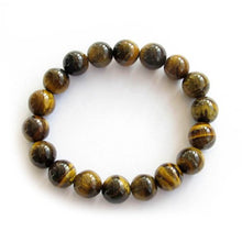 Load image into Gallery viewer, OVALBUY Genuine Tiger Eye Stone 10mm Bead Beaded Stretch Bracelet
