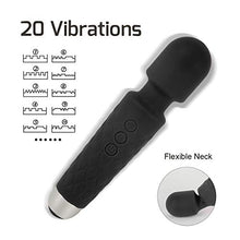 Load image into Gallery viewer, Allovers Personal Magic Waterproof Wand Massager, Mini Handheld Rechargeable Neck Shoulder Back Body Massage with 8 Powerful Speeds&amp;20 Pulsating Patterns for Sports Recovery &amp; Muscle Aches (Black)
