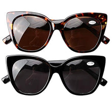 Load image into Gallery viewer, SOOLALA Designer Bifocal Reading Glasses Cat Eye Sunglasses Readers, 2mix, 2.0
