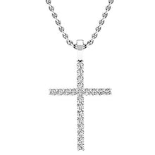 Load image into Gallery viewer, 0.30 Carat (ctw) Round White Diamond Ladies Cross Pendant 1/3 CT (Silver Chain Included), 14K White Gold
