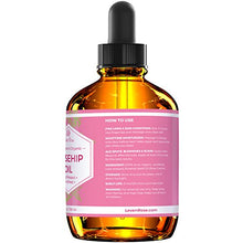 Load image into Gallery viewer, Rosehip Seed Oil by Leven Rose, 100% Pure Organic Unrefined Cold Pressed Anti Aging Rose Hip Moisturizer for Hair Skin &amp; Nails, 4 Fl. oz
