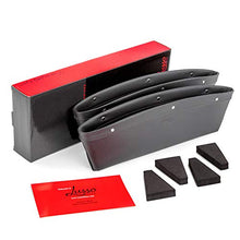 Load image into Gallery viewer, Lusso Gear 2 in 1 Car Seat Gap Organizer - Universal Fit, Storage Pockets Adjust, 2 Set Car Seat Crevice Storage Box, Helps Reduce Distracted Driving &amp; Holds Phone, Money, Cards, Keys, Remote
