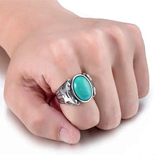 Load image into Gallery viewer, Elfasio Men Oval Red Synthetic Ruby Zircon Stainless Steel Ring Vintage Gothic Jewelry Size 11
