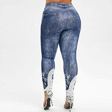 Load image into Gallery viewer, Aniywn Jean Leggings for Women Printed High Waisted Capri Cropped Yoga Pants Stretch Jean Look Denim Fitness Tights
