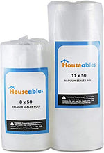 Load image into Gallery viewer, Houseables Vacuum Sealer Rolls, Sous Vide Bags, Large, 8 Inch x 50 Ft, 11 Inch x 50 Ft, Commercial Grade Plastic, Food Vac Storage &amp; Seal, Airtight Vacume Saver, Microwave &amp; Freezer Safe, Store A Meal
