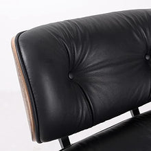 Load image into Gallery viewer, Genuine Leather Lounge Chair with Ottoman, Mid Century Recliner Replica with 8-Layer Solid Wood and Heavy Duty Aluminum Base for Living Room Study Lounge Office (Walnut Wood + Black)
