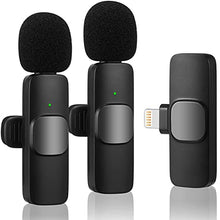 Load image into Gallery viewer, Wireless Lavalier Microphone for iPhone iPad, Plug-Play Wireless Mic for Recording, Live Stream, YouTube, TikTok, Facebook, Noise Reduction Auto-Sync
