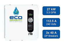Load image into Gallery viewer, EcoSmart ECO 27 Electric Tankless Water Heater, 27 KW at 240 Volts, 112.5 Amps with Patented Self Modulating Technology,White
