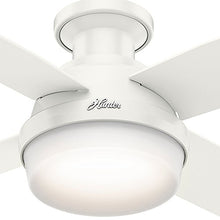 Load image into Gallery viewer, Hunter Dempsey Indoor Low Profile Ceiling Fan with LED Light and Remote Control, 44", White
