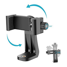 Load image into Gallery viewer, Neewer Smartphone Holder Vertical Bracket with 1/4-inch Tripod Mount - Phone Clip Tripod Adapter for iPhone X 8 7 Plus 7 6 Plus, Samsung S8 S7 S6 and Other Phones Within 1.9-3.9 inches Width (Black)
