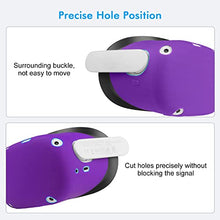 Load image into Gallery viewer, Relohas Oculus Quest 2 Accessories Set, Touch Controller Grip Leather Cover, Front Face Protector Cover, Silicone Face Cover with Lens Protective Cover, Protect Your VR in All Aspects(4PCS, Purple)
