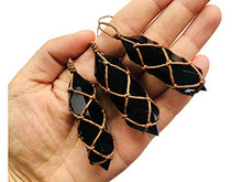 Load image into Gallery viewer, Ripple Stream Braided Knitted Obsidian Crystal Healing Chakra Pendant Hand Braided Necklace Protection Negative Energy Cleanser Natural Stress Aid Soothe Mind Emotions (Braided Obsidian)

