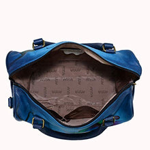 Load image into Gallery viewer, Anna by Anuschka womens Zip Around Satchel Handbag Genuine Leather, Lonesome Bird Denim, One Size US
