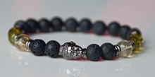 Load image into Gallery viewer, Prosperity, Confidence, Peridot, Citrine, Rock Lava Buddha Bracelet, Mens gemstone mala bracelet, Meditation Spiritual Bracelet, Boho mens wrap bracelet,Zen Reiki Bracelet
