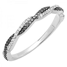 Load image into Gallery viewer, Dazzlingrock Collection 0.25 Carat (ctw) 10K Round Black &amp; White Diamond Wedding Band 1/4 CT, White Gold, Size 7
