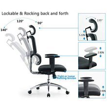 Load image into Gallery viewer, Ticova Ergonomic Office Chair - High Back Desk Chair with Elastic Lumbar Support &amp; Thick Seat Cushion - 140°Reclining &amp; Rocking Mesh Computer Chair with Adjustable Headrest, Armrest
