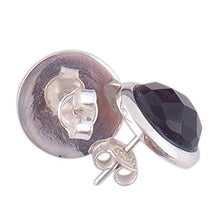 Load image into Gallery viewer, NOVICA Obsidian .925 Sterling Silver Drop Earrings 'Sweet Rings'
