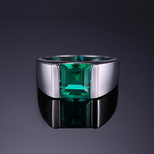 Load image into Gallery viewer, Jewelrypalace Men's Square 2.2ct Simulated Russian Nano Green Emerald Engagement Ring 925 Sterling Sliver Size 9
