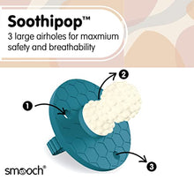 Load image into Gallery viewer, SMOOCH Pacifier Teething Toys for Babies 6-12 Months - Silicone Baby Teether Toy - Soothe Infant Sore Gums - Soft &amp; Safe Hands-Free Freezable Teething Relief - Honeycomb Bubble Bump (Blue)
