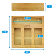 Load image into Gallery viewer, GoHoKi Ziplock Bag Storage Organizer for Kitchen Drawer, Bamboo Food Storage Ziploc Bags Baggie Organizer, Plastic Bag Holder Organizer and Dispenser for Sandwich Gallon Snack Quart Bag
