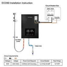 Load image into Gallery viewer, Tankless Water Heater Electric,ECOTOUCH 9KW 240V On Demand Water Heater Self-Modulating Instant Hot Water Heater ECO90 Black
